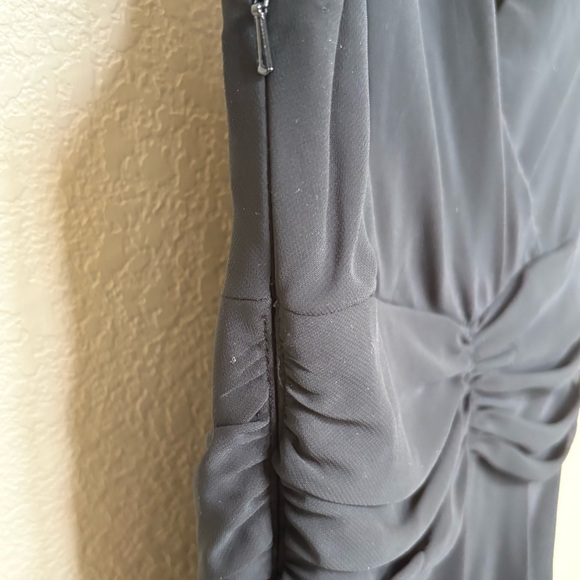 NWT London Times Black Sleeveless Ruched Waist Chiffon Midi Dress Size 6 - Picture 7 of 8